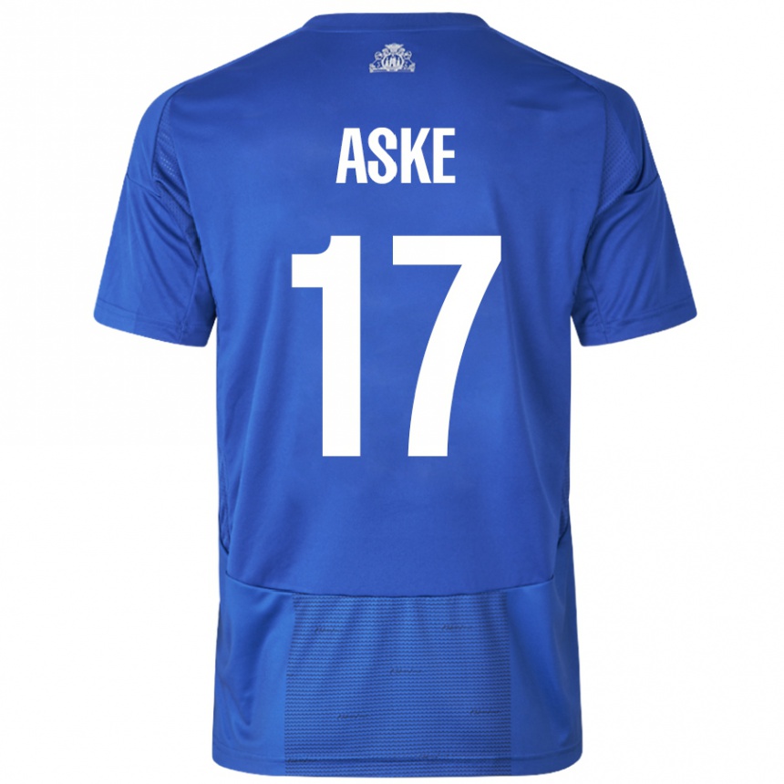 Kinder Fußball Aske Christensen #17 Weiß Blau Auswärtstrikot Trikot 2024/25 T-Shirt Luxemburg