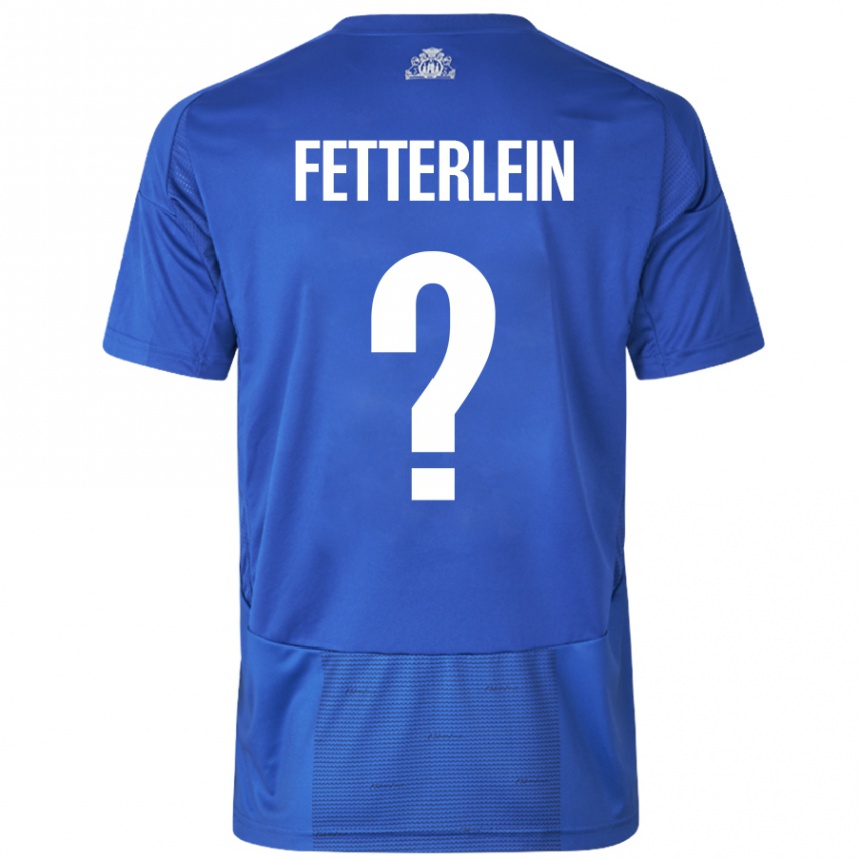 Kinder Fußball Sean Fetterlein #0 Weiß Blau Auswärtstrikot Trikot 2024/25 T-Shirt Luxemburg