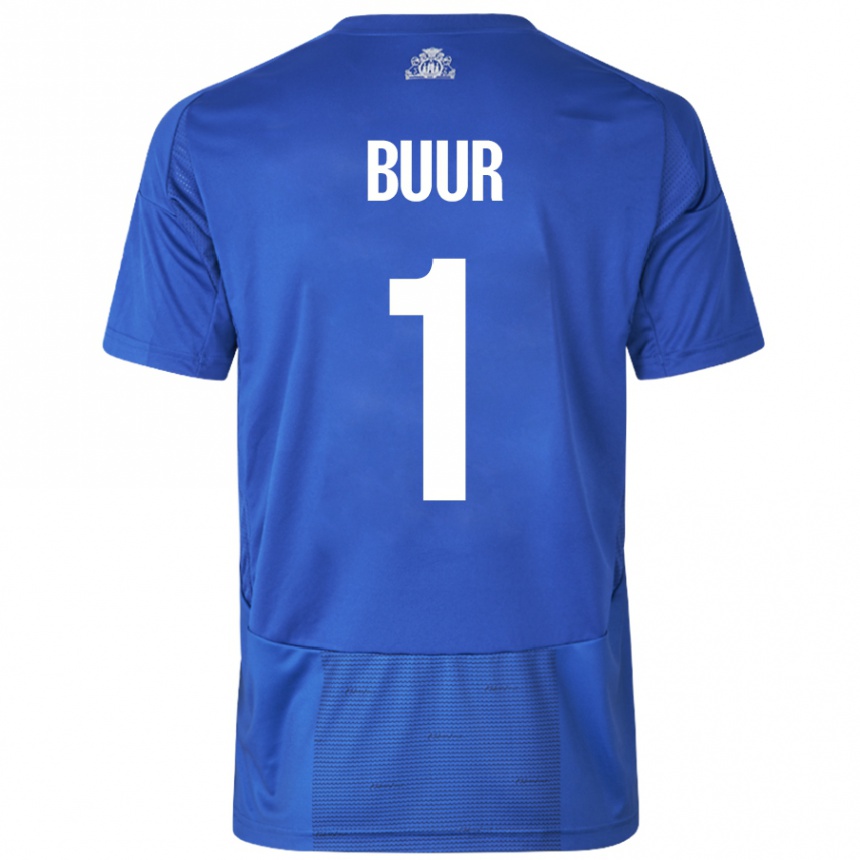 Kinder Fußball Oscar Buur #1 Weiß Blau Auswärtstrikot Trikot 2024/25 T-Shirt Luxemburg