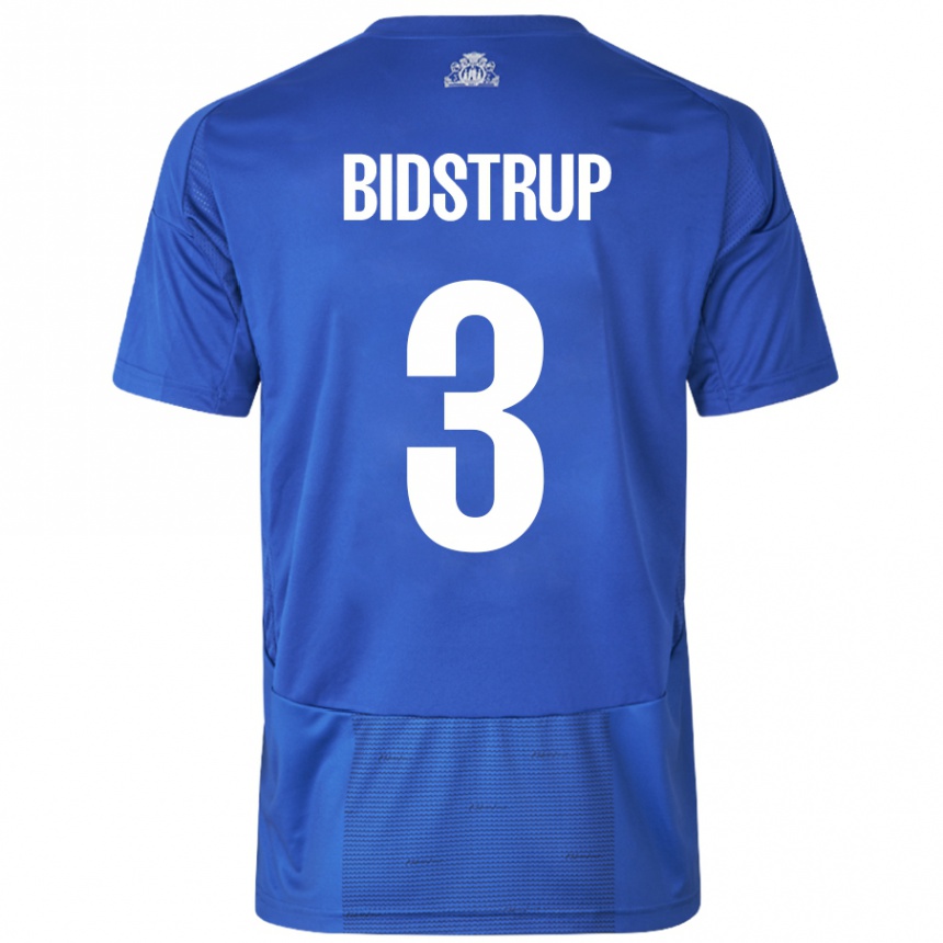 Kinder Fußball Hjalte Bidstrup #3 Weiß Blau Auswärtstrikot Trikot 2024/25 T-Shirt Luxemburg