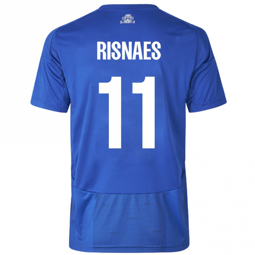 Kinder Fußball Roberto Risnaes #11 Weiß Blau Auswärtstrikot Trikot 2024/25 T-Shirt Luxemburg