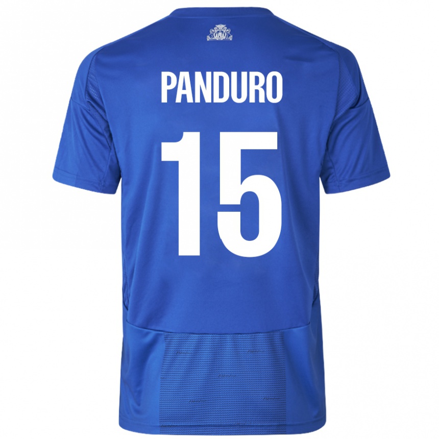 Kinder Fußball Tristan Panduro #15 Weiß Blau Auswärtstrikot Trikot 2024/25 T-Shirt Luxemburg