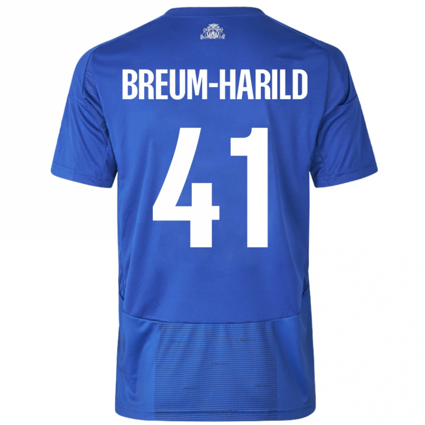 Kinder Fußball Tobias Breum-Harild #41 Weiß Blau Auswärtstrikot Trikot 2024/25 T-Shirt Luxemburg