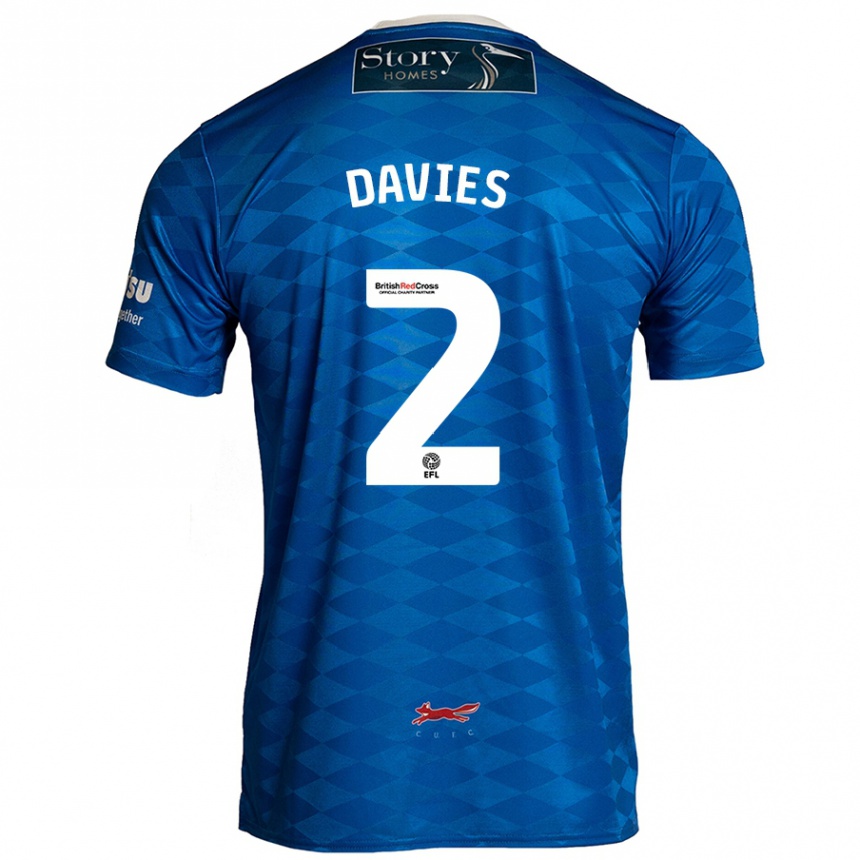 Herren Fußball Archie Davies #2 Blau Heimtrikot Trikot 2024/25 T-Shirt Luxemburg