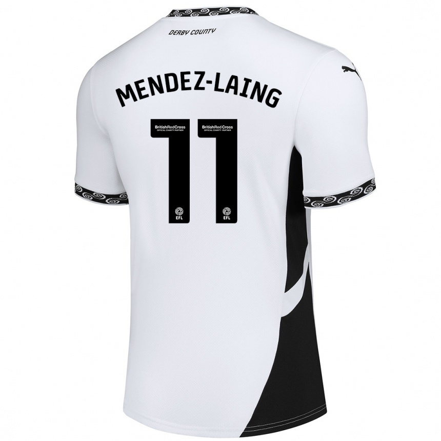 Herren Fußball Nathaniel Méndez-Laing #11 Weiß Schwarz Heimtrikot Trikot 2024/25 T-Shirt Luxemburg