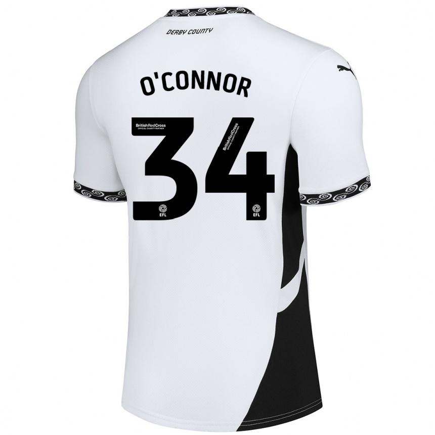 Herren Fußball Dolcie O'connor #34 Weiß Schwarz Heimtrikot Trikot 2024/25 T-Shirt Luxemburg