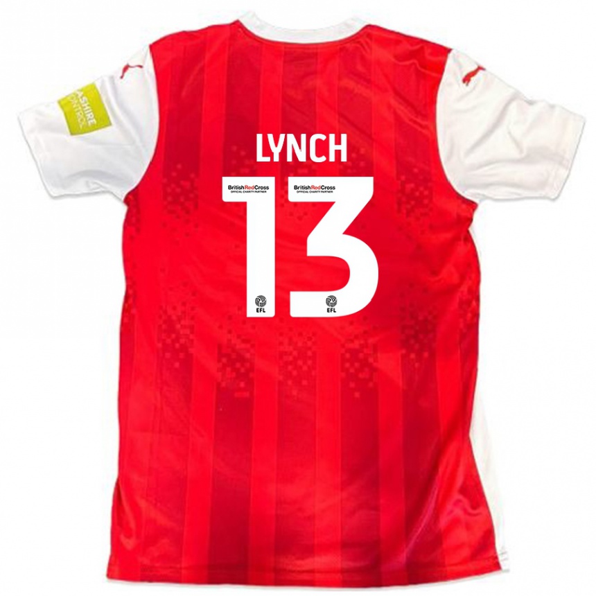 Herren Fußball Jay Lynch #13 Rot Weiß Heimtrikot Trikot 2024/25 T-Shirt Luxemburg