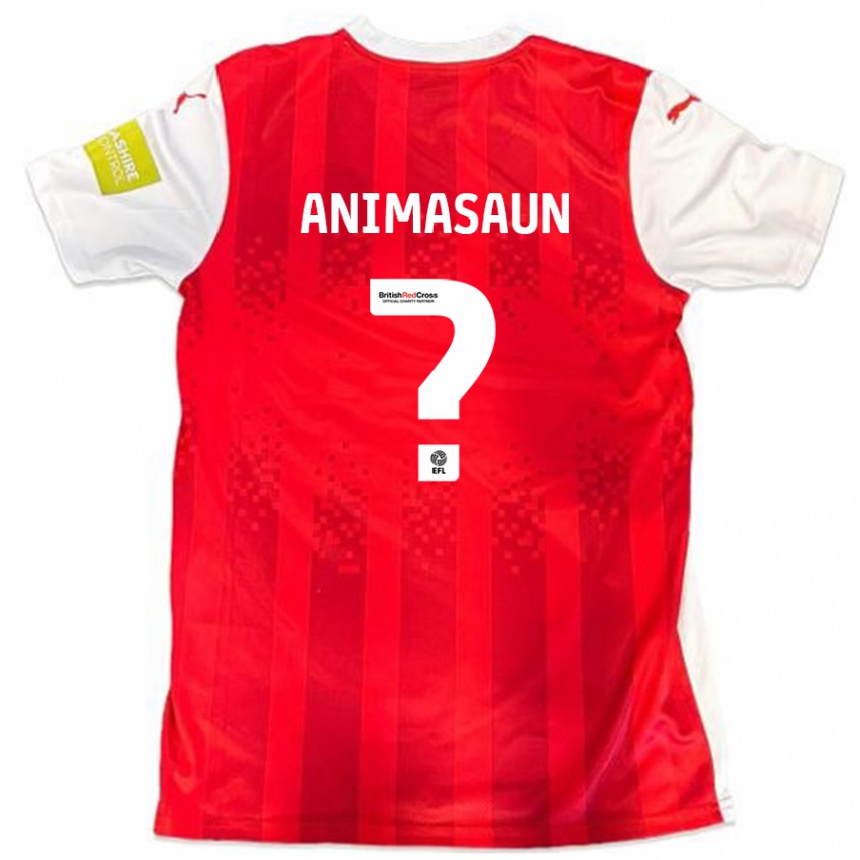 Herren Fußball David Animasaun #0 Rot Weiß Heimtrikot Trikot 2024/25 T-Shirt Luxemburg