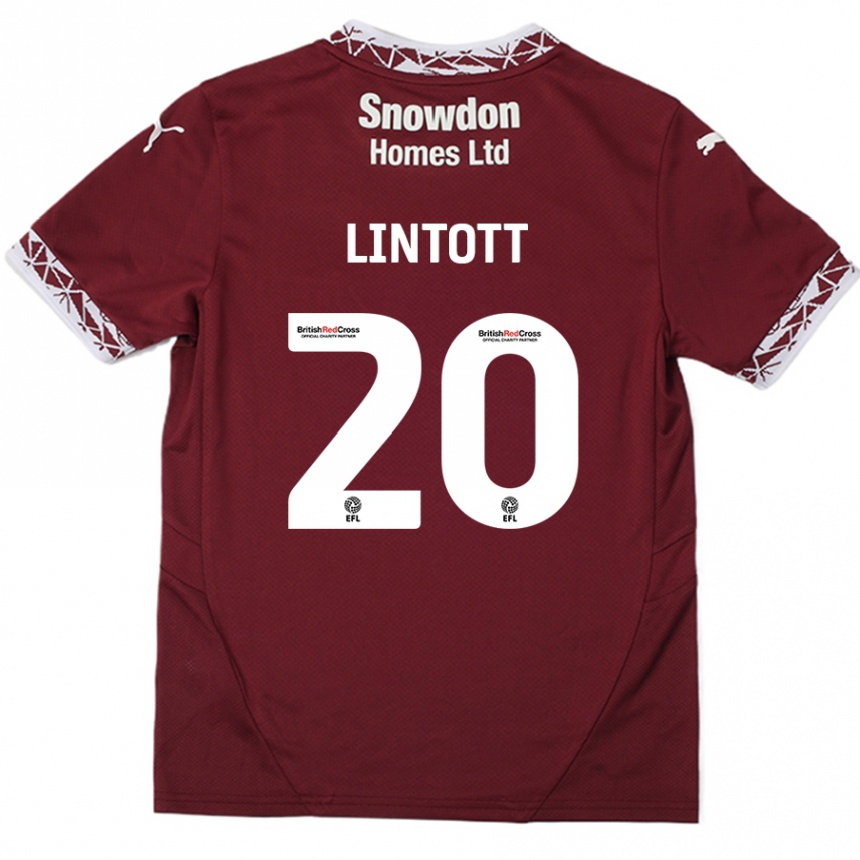 Herren Fußball Harvey Lintott #20 Burgundrot Heimtrikot Trikot 2024/25 T-Shirt Luxemburg