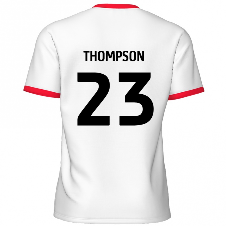 Herren Fußball Louis Thompson #23 Weiß Rot Heimtrikot Trikot 2024/25 T-Shirt Luxemburg