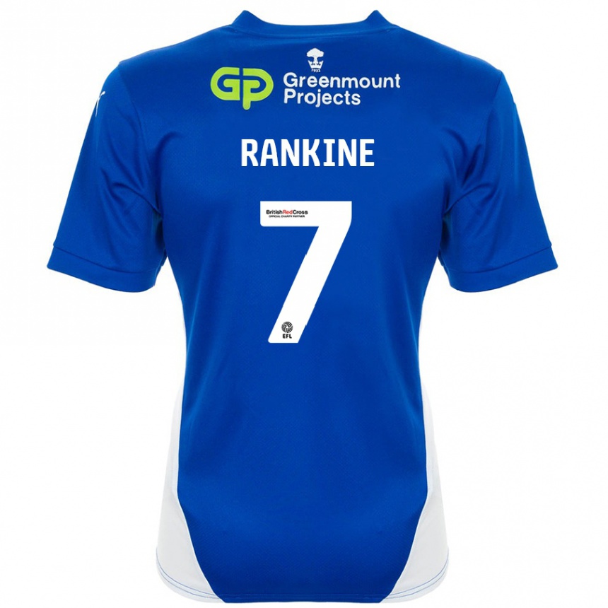 Herren Fußball Dion Rankine #7 Blau Weiß Heimtrikot Trikot 2024/25 T-Shirt Luxemburg