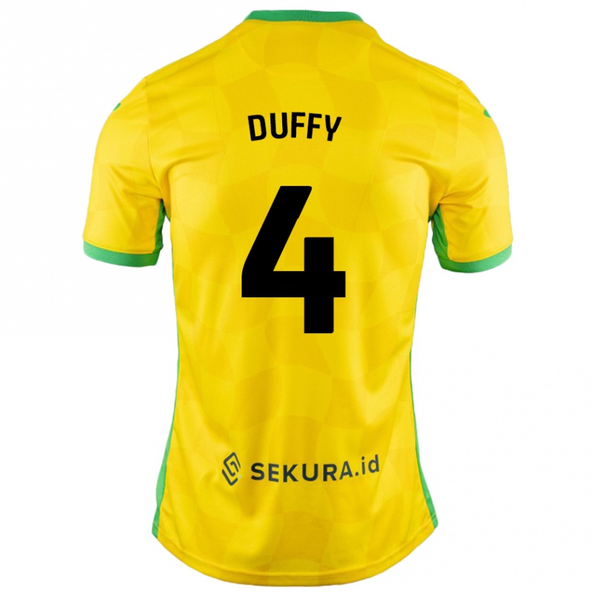 Herren Fußball Shane Duffy #4 Gelb Grün Heimtrikot Trikot 2024/25 T-Shirt Luxemburg