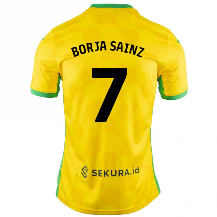 Herren Fußball Borja Sainz #7 Gelb Grün Heimtrikot Trikot 2024/25 T-Shirt Luxemburg