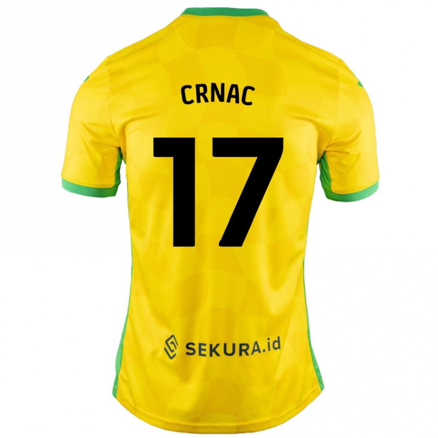 Herren Fußball Ante Crnac #17 Gelb Grün Heimtrikot Trikot 2024/25 T-Shirt Luxemburg