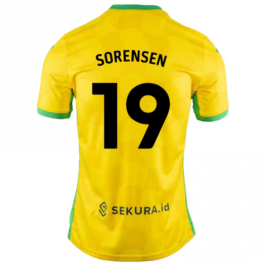 Herren Fußball Jacob Lungi Sørensen #19 Gelb Grün Heimtrikot Trikot 2024/25 T-Shirt Luxemburg