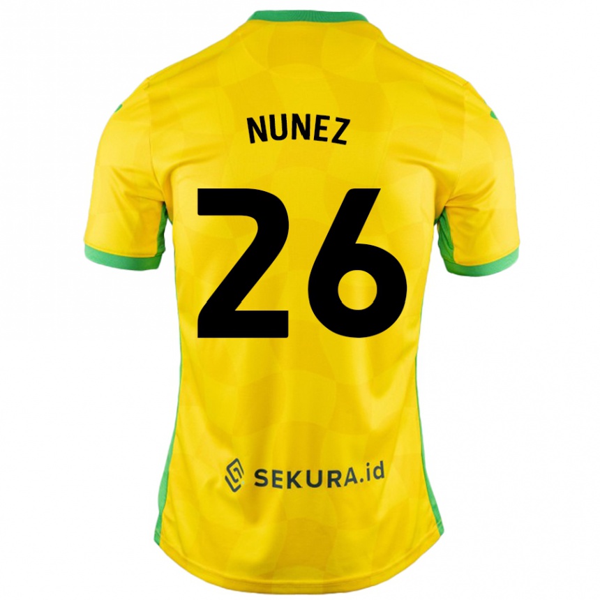 Herren Fußball Marcelino Núñez #26 Gelb Grün Heimtrikot Trikot 2024/25 T-Shirt Luxemburg