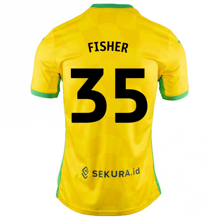 Herren Fußball Kellen Fisher #35 Gelb Grün Heimtrikot Trikot 2024/25 T-Shirt Luxemburg