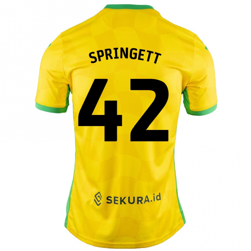 Herren Fußball Tony Springett #42 Gelb Grün Heimtrikot Trikot 2024/25 T-Shirt Luxemburg