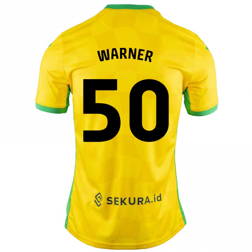 Herren Fußball Jaden Warner #50 Gelb Grün Heimtrikot Trikot 2024/25 T-Shirt Luxemburg