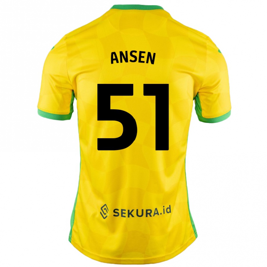 Herren Fußball Caleb Ansen #51 Gelb Grün Heimtrikot Trikot 2024/25 T-Shirt Luxemburg