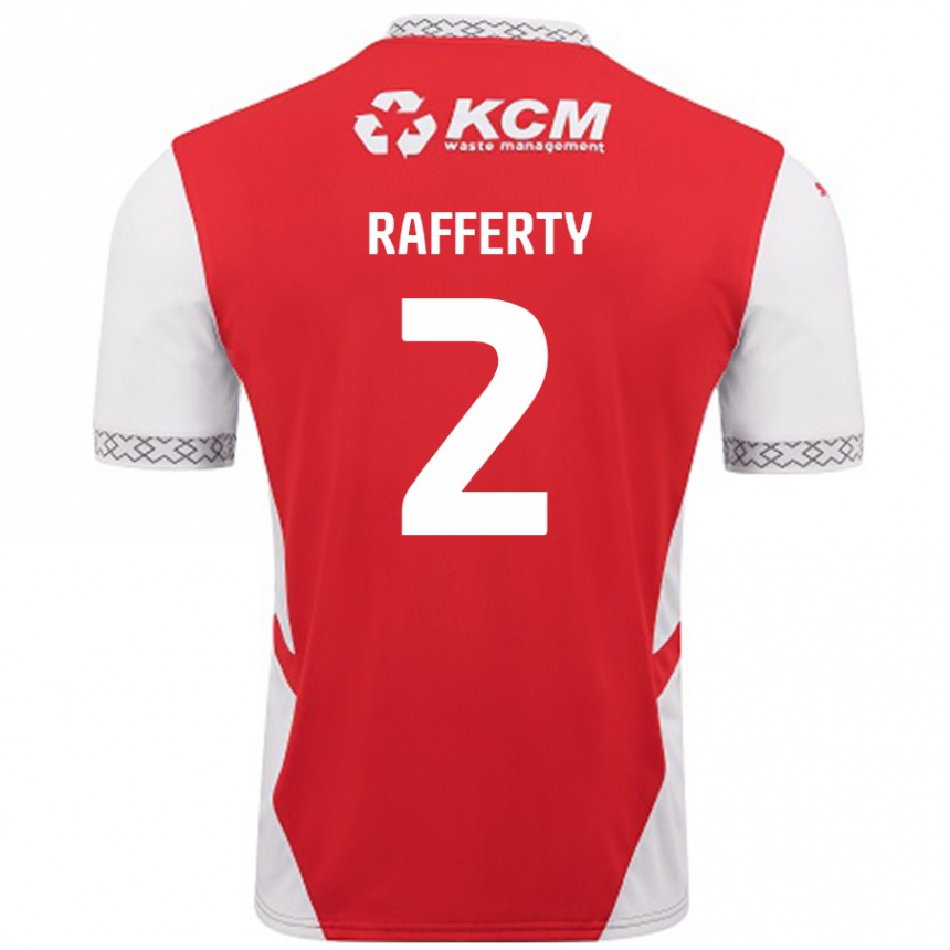 Herren Fußball Joe Rafferty #2 Rot Weiß Heimtrikot Trikot 2024/25 T-Shirt Luxemburg