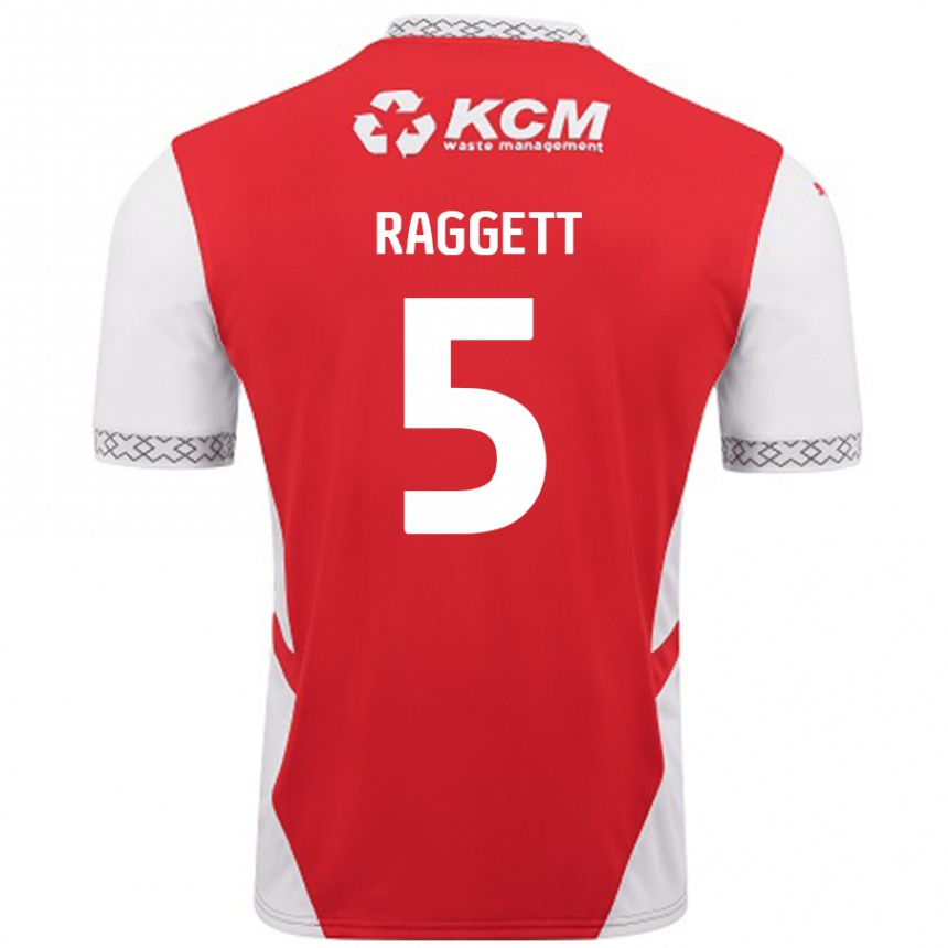 Herren Fußball Sean Raggett #5 Rot Weiß Heimtrikot Trikot 2024/25 T-Shirt Luxemburg