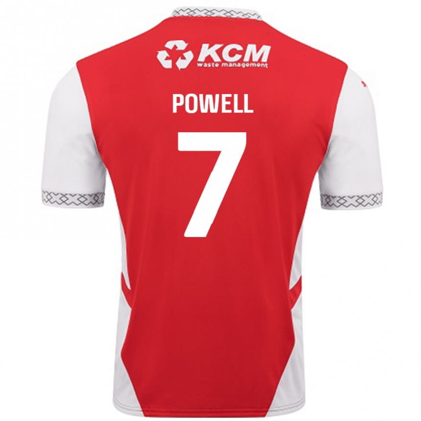 Herren Fußball Joe Powell #7 Rot Weiß Heimtrikot Trikot 2024/25 T-Shirt Luxemburg