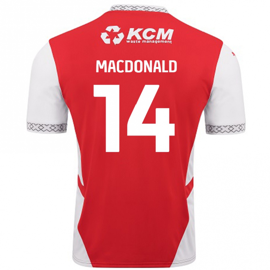 Herren Fußball Alex Macdonald #14 Rot Weiß Heimtrikot Trikot 2024/25 T-Shirt Luxemburg