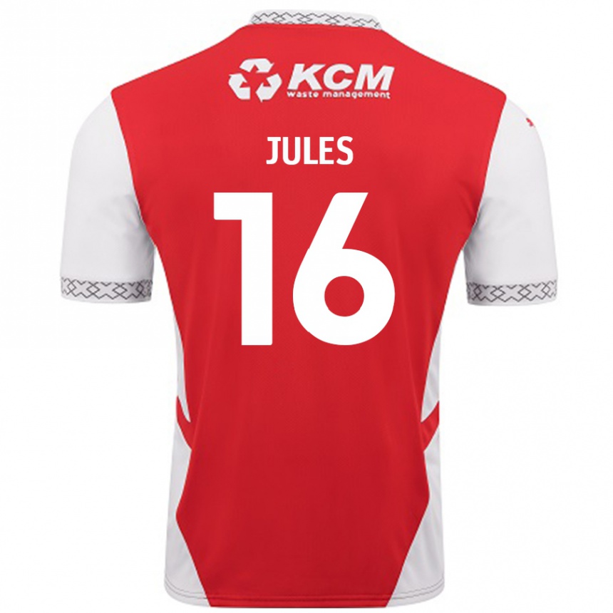 Herren Fußball Zak Jules #16 Rot Weiß Heimtrikot Trikot 2024/25 T-Shirt Luxemburg