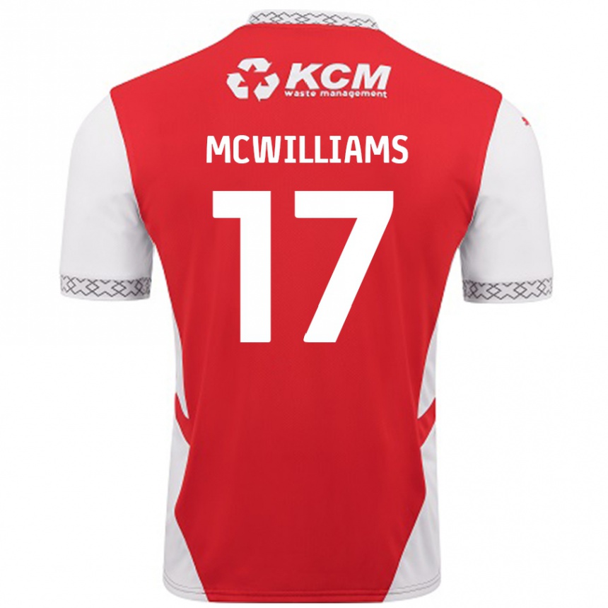 Herren Fußball Shaun Mcwilliams #17 Rot Weiß Heimtrikot Trikot 2024/25 T-Shirt Luxemburg