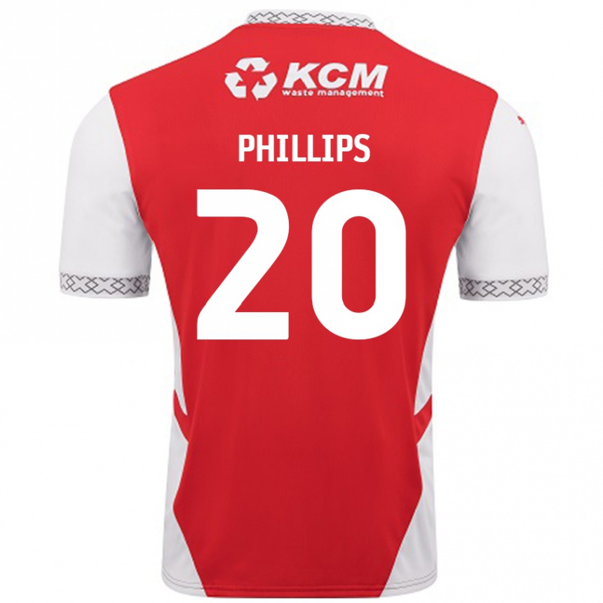 Herren Fußball Dillon Phillips #20 Rot Weiß Heimtrikot Trikot 2024/25 T-Shirt Luxemburg