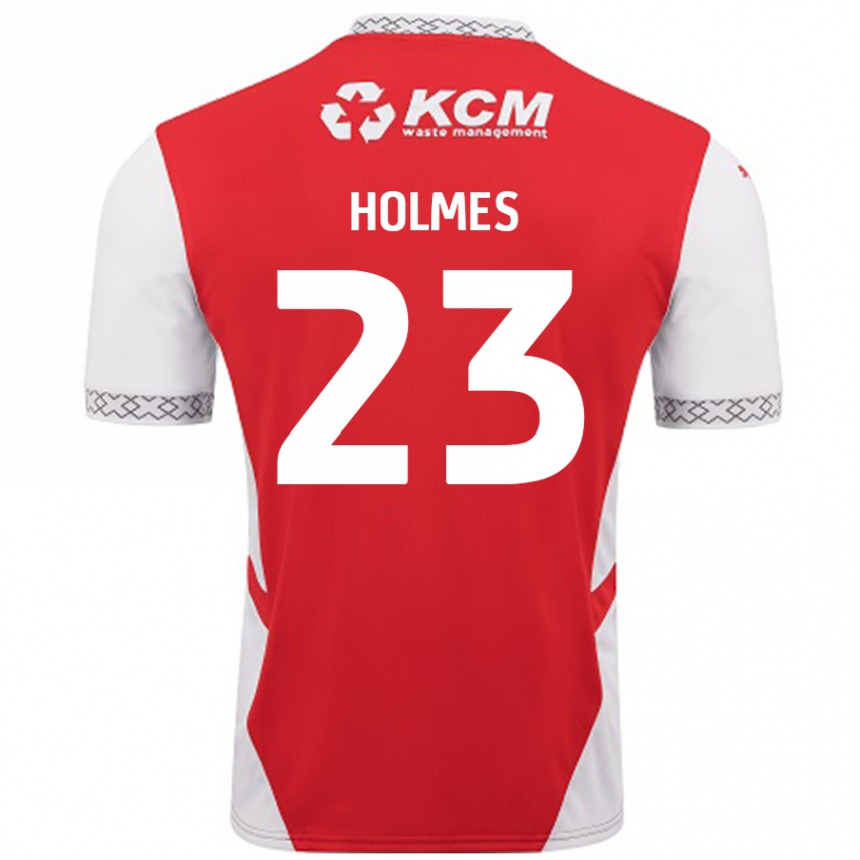 Herren Fußball Jack Holmes #23 Rot Weiß Heimtrikot Trikot 2024/25 T-Shirt Luxemburg