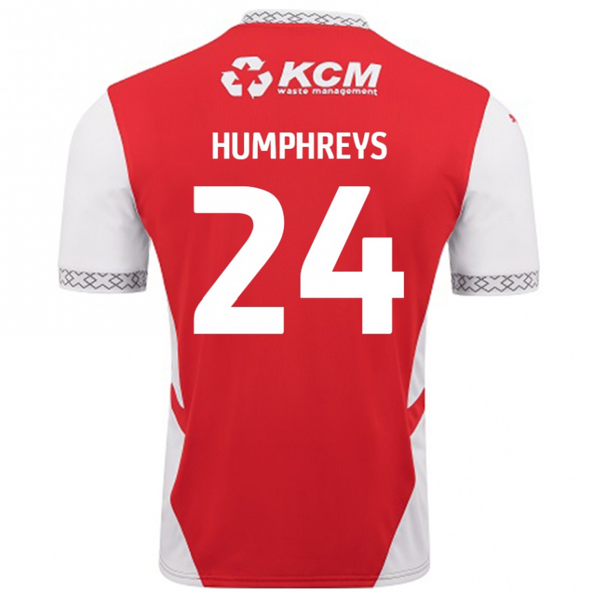 Herren Fußball Cameron Humphreys #24 Rot Weiß Heimtrikot Trikot 2024/25 T-Shirt Luxemburg