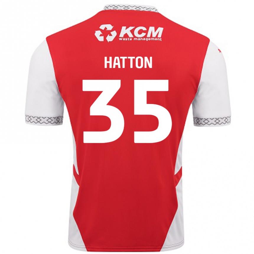 Herren Fußball Ben Hatton #35 Rot Weiß Heimtrikot Trikot 2024/25 T-Shirt Luxemburg