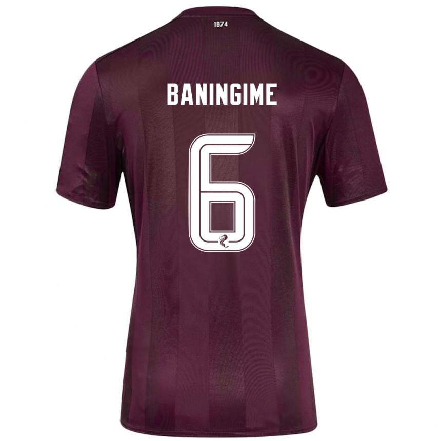 Herren Fußball Beni Baningime #6 Burgundrot Heimtrikot Trikot 2024/25 T-Shirt Luxemburg