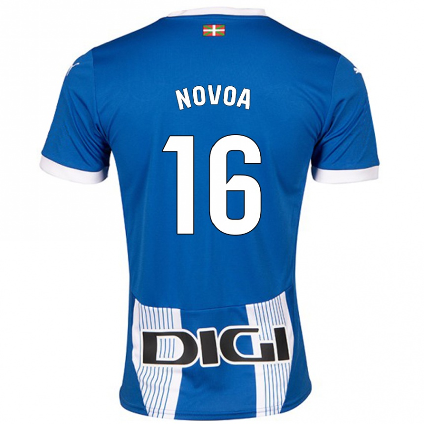 Herren Fußball Hugo Novoa #16 Blau Heimtrikot Trikot 2024/25 T-Shirt Luxemburg