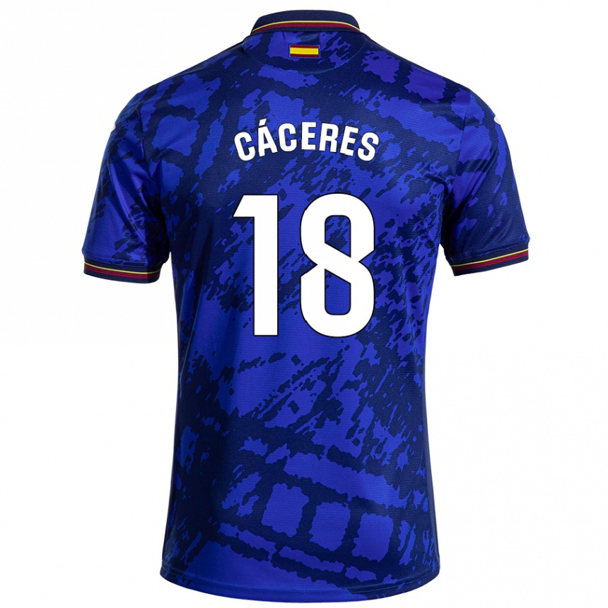 Herren Fußball Damián Cáceres #18 Dunkleres Blau Heimtrikot Trikot 2024/25 T-Shirt Luxemburg