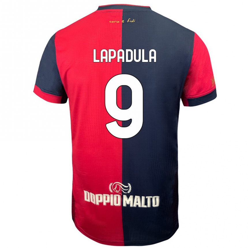 Herren Fußball Gianluca Lapadula #9 Rot Dunkleres Blau Heimtrikot Trikot 2024/25 T-Shirt Luxemburg