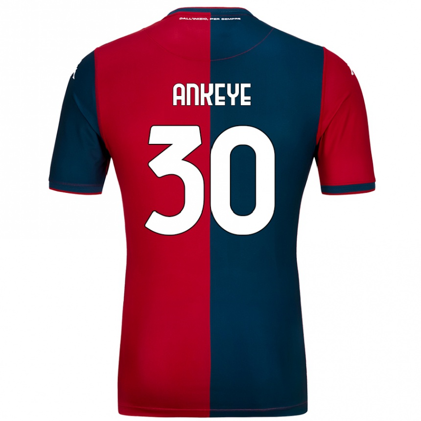 Herren Fußball David Ankeye #30 Rot Dunkelblau Heimtrikot Trikot 2024/25 T-Shirt Luxemburg