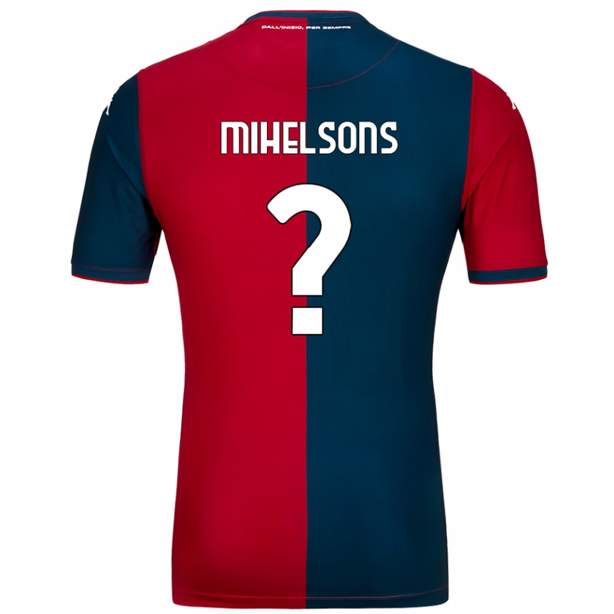 Herren Fußball Rendijs Mihelsons #0 Rot Dunkelblau Heimtrikot Trikot 2024/25 T-Shirt Luxemburg