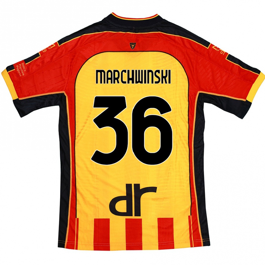 Herren Fußball Filip Marchwinski #36 Gelb Rot Heimtrikot Trikot 2024/25 T-Shirt Luxemburg