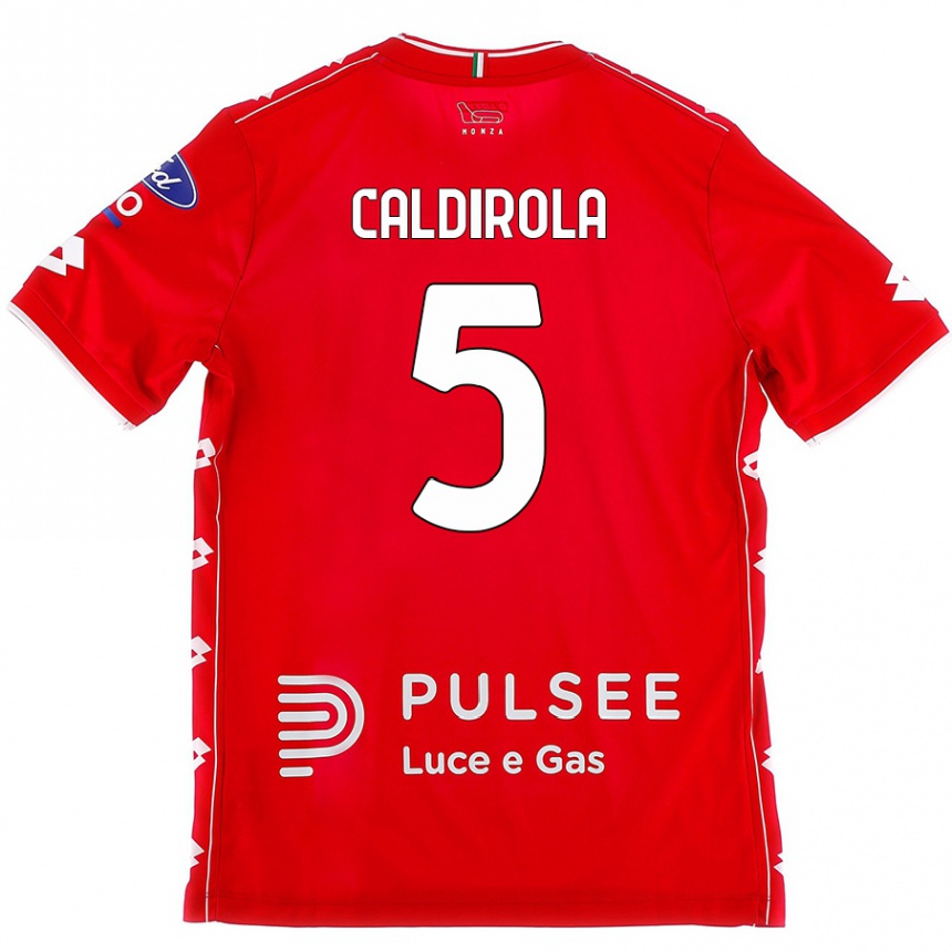 Herren Fußball Luca Caldirola #5 Rot Weiß Heimtrikot Trikot 2024/25 T-Shirt Luxemburg