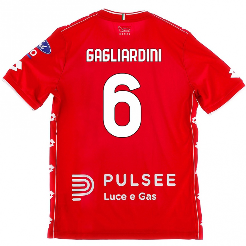 Herren Fußball Roberto Gagliardini #6 Rot Weiß Heimtrikot Trikot 2024/25 T-Shirt Luxemburg