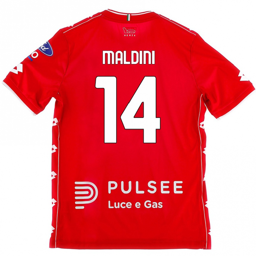 Herren Fußball Daniel Maldini #14 Rot Weiß Heimtrikot Trikot 2024/25 T-Shirt Luxemburg