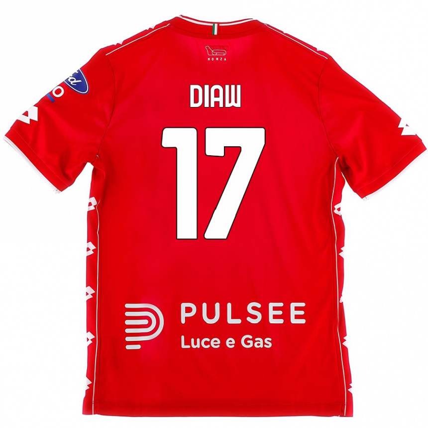 Herren Fußball Davide Diaw #17 Rot Weiß Heimtrikot Trikot 2024/25 T-Shirt Luxemburg