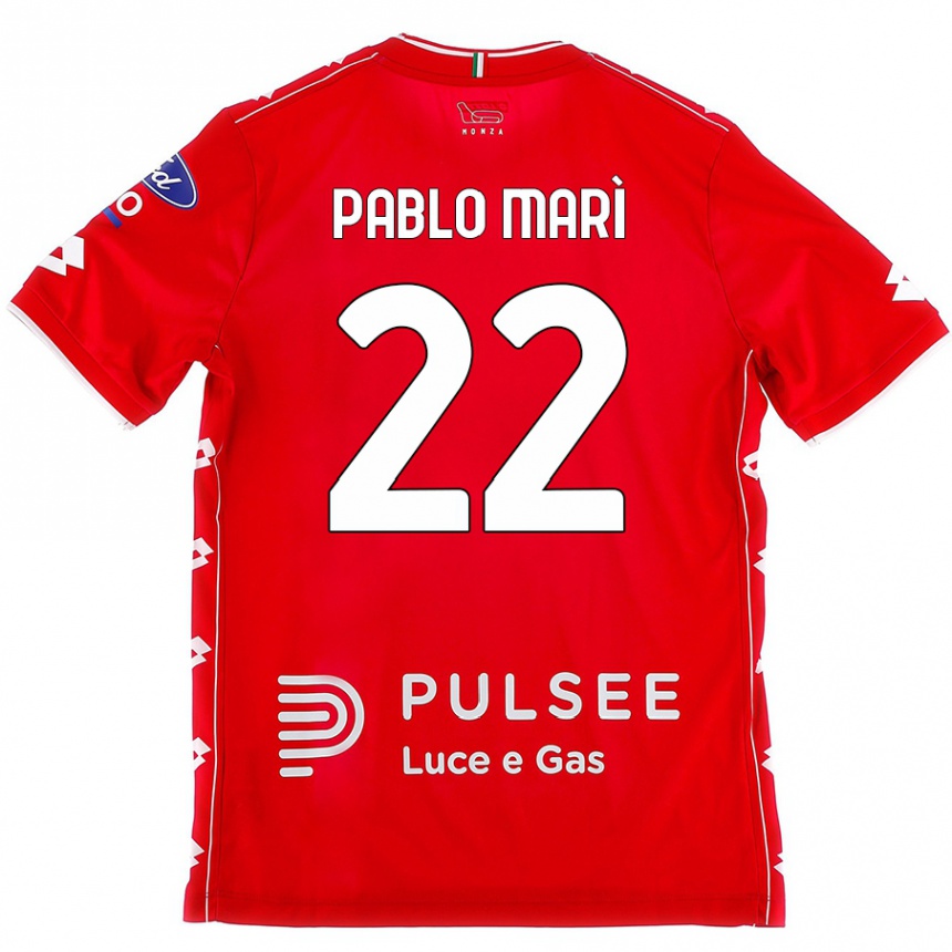 Herren Fußball Pablo Marí #22 Rot Weiß Heimtrikot Trikot 2024/25 T-Shirt Luxemburg