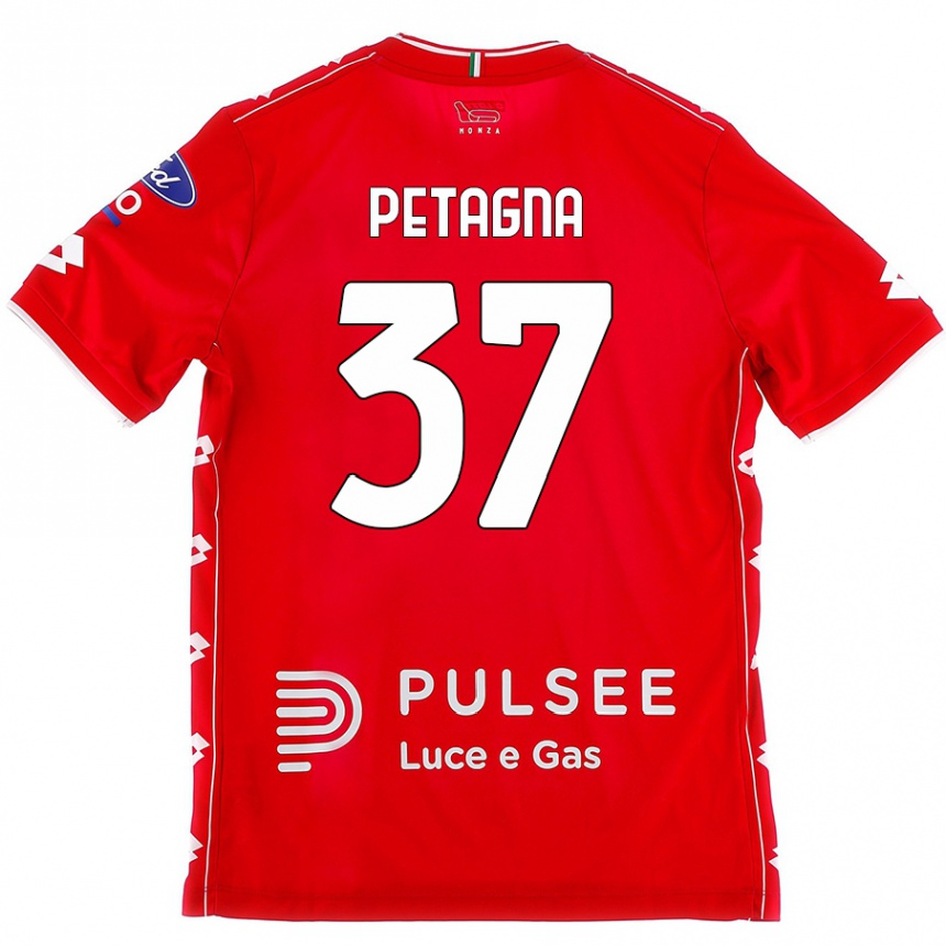 Herren Fußball Andrea Petagna #37 Rot Weiß Heimtrikot Trikot 2024/25 T-Shirt Luxemburg