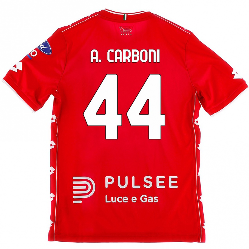 Herren Fußball Andrea Carboni #44 Rot Weiß Heimtrikot Trikot 2024/25 T-Shirt Luxemburg