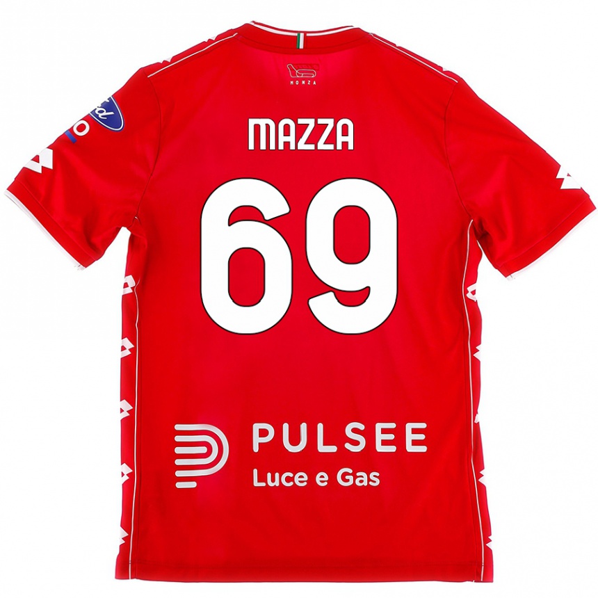 Herren Fußball Andrea Mazza #69 Rot Weiß Heimtrikot Trikot 2024/25 T-Shirt Luxemburg