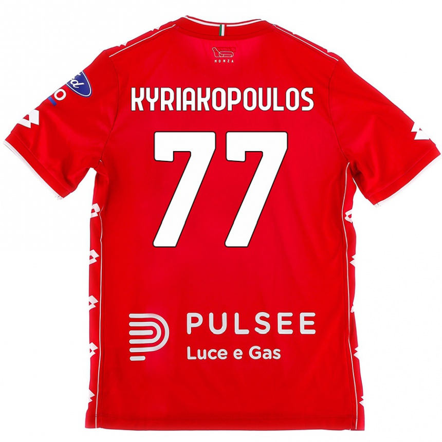 Herren Fußball Georgios Kyriakopoulos #77 Rot Weiß Heimtrikot Trikot 2024/25 T-Shirt Luxemburg